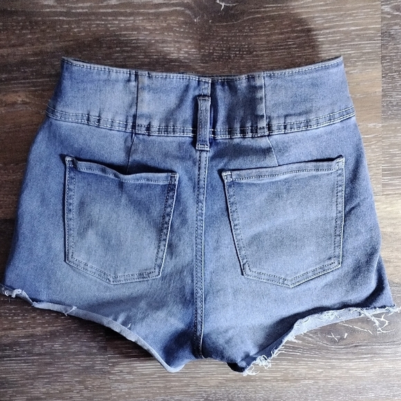 No Boundaries Blue High Waist Denim Shorts - Picture 4 of 4